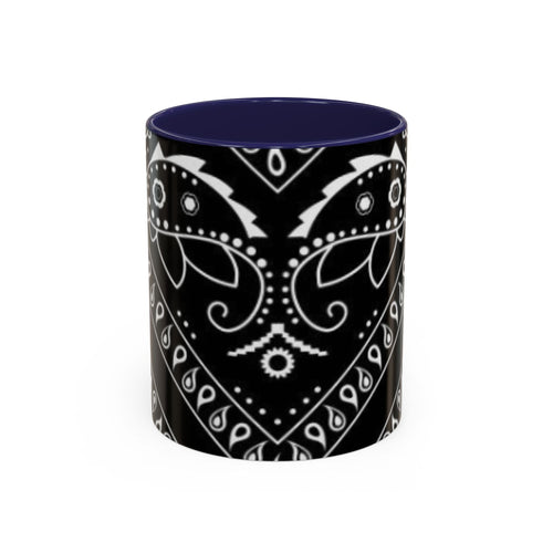 Black Bandana Pattern Coffee Mug — 11/15oz Accent Ceramic - Art by Seepengoose: The Plug Clothing Company