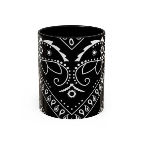 Black Bandana Pattern Coffee Mug — 11/15oz Accent Ceramic - Art by Seepengoose: The Plug Clothing Company