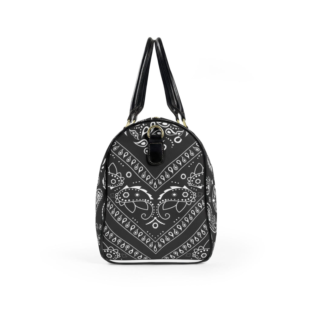 Black Paisley Faux Leather Travel Bag – Duffle Weekend Bag - Art by Seepengoose: The Plug Clothing Company