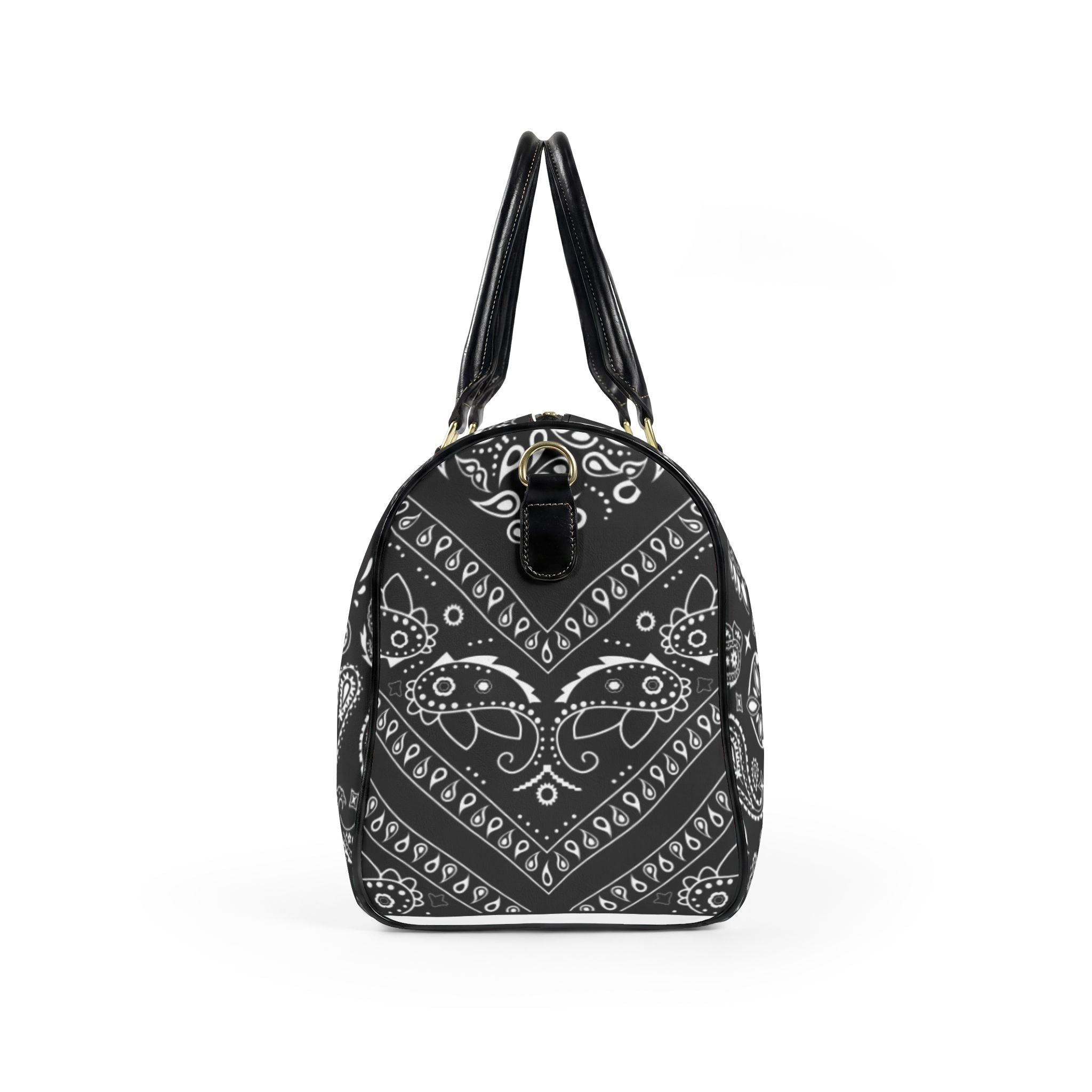 Black Paisley Faux Leather Travel Bag – Duffle Weekend Bag - Art by Seepengoose: The Plug Clothing Company