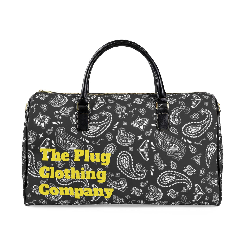 Black Paisley Faux Leather Travel Bag – Duffle Weekend Bag - Art by Seepengoose: The Plug Clothing Company