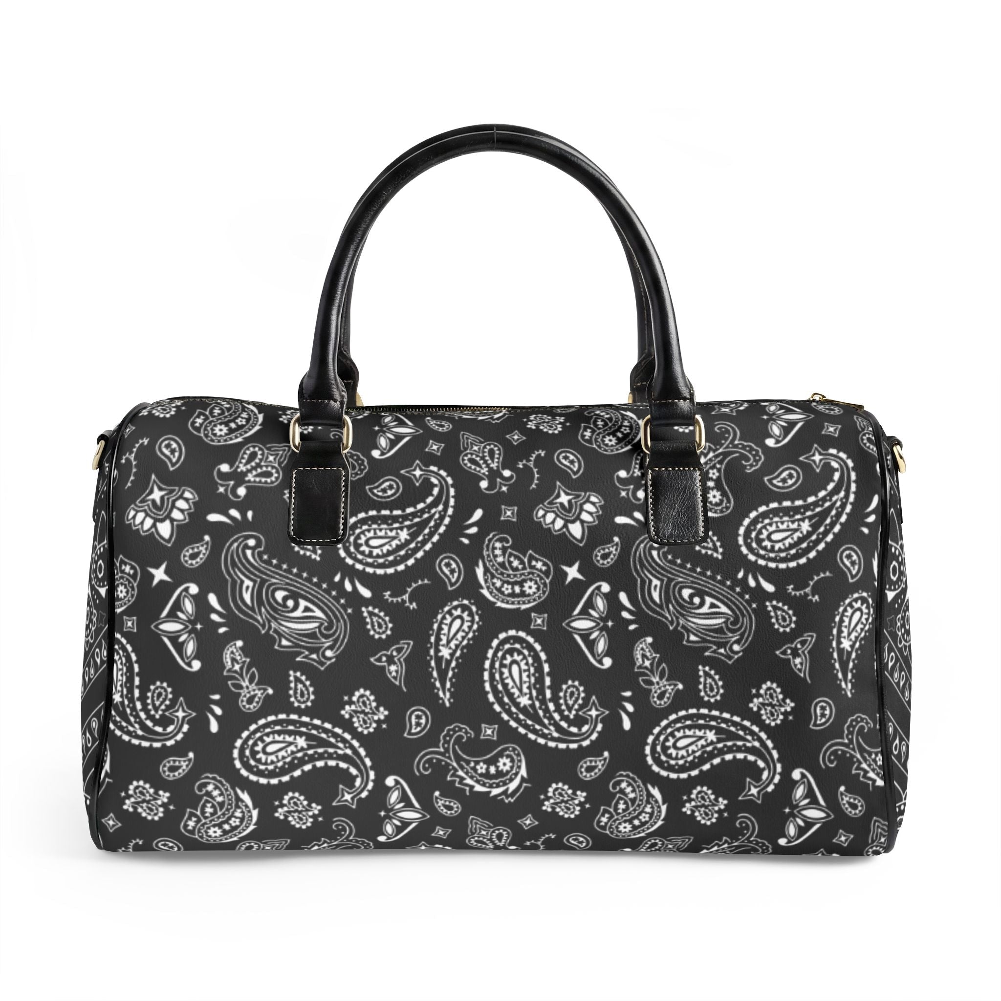 Black Paisley Faux Leather Travel Bag – Duffle Weekend Bag - Art by Seepengoose: The Plug Clothing Company