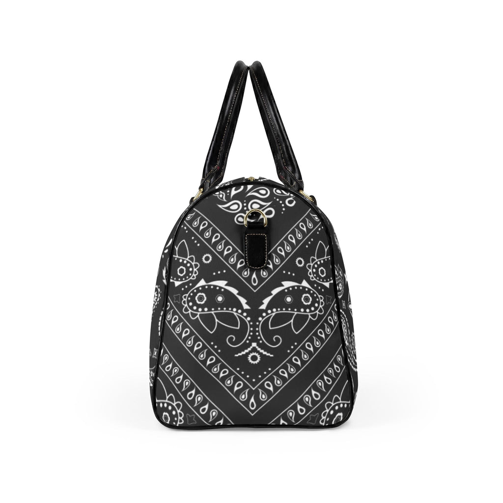 Black Paisley Faux Leather Travel Bag – Duffle Weekend Bag - Art by Seepengoose: The Plug Clothing Company