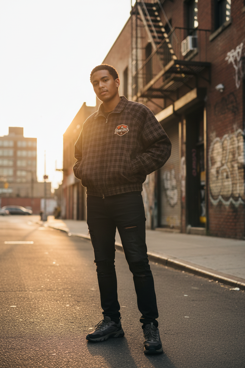 Trap Life Plaid Full-Zip Track Jacket