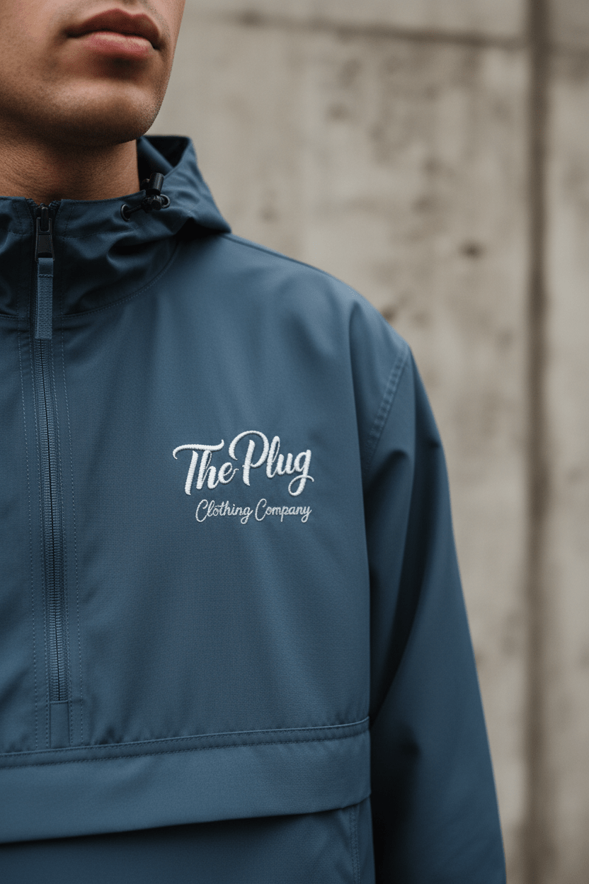 Champion Packable Anorak Jacket collab with the Plug C.C. - Art by Seepengoose: The Plug Clothing Company