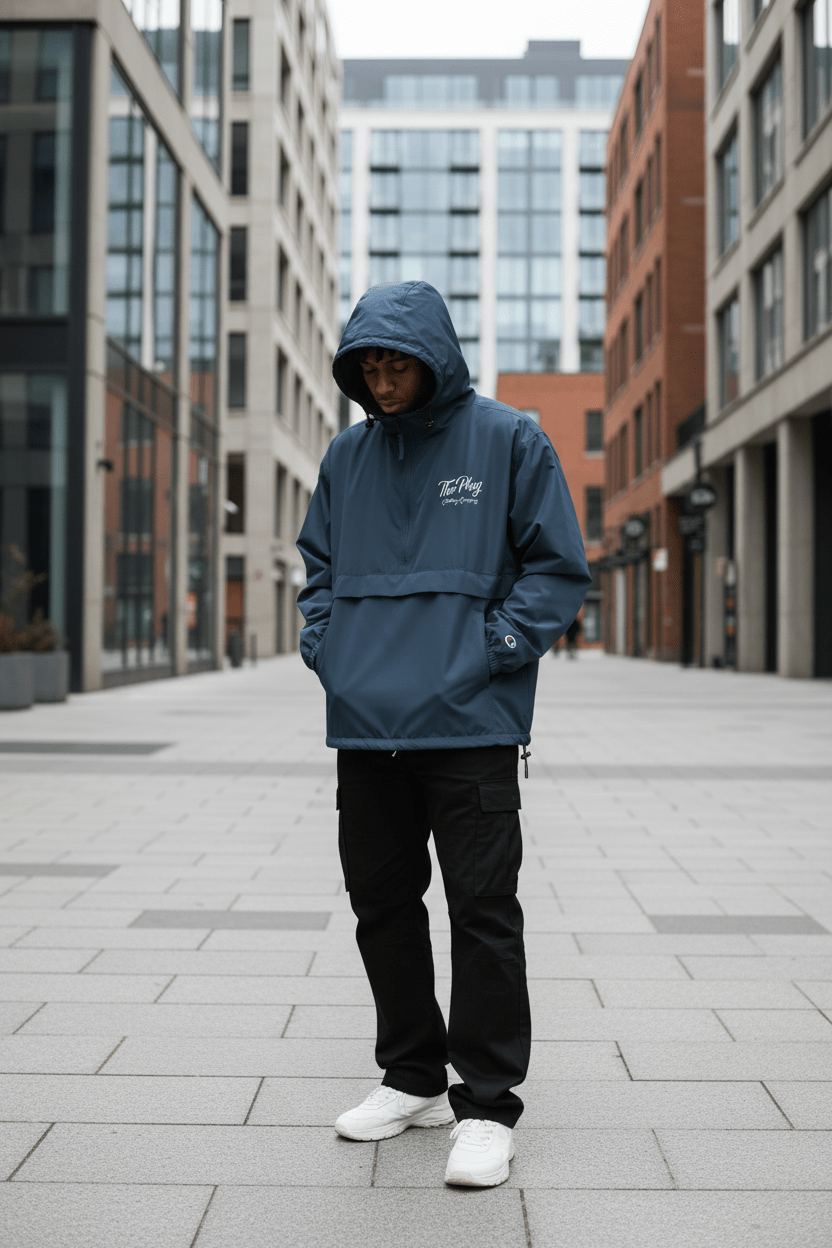 Champion Packable Anorak Jacket collab with the Plug C.C. - Art by Seepengoose: The Plug Clothing Company