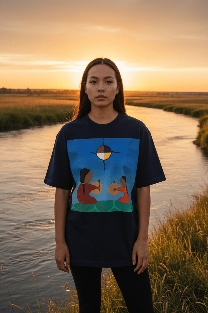 Cree Spiritual Heavyweight Cotton T-Shirt - Art by Seepengoose: The Plug Clothing Company