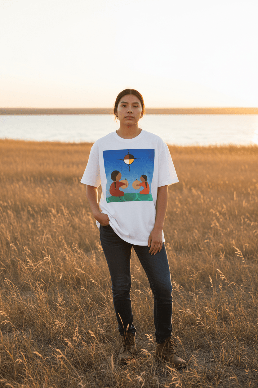 Cree Spiritual Heavyweight Cotton T-Shirt - Art by Seepengoose: The Plug Clothing Company