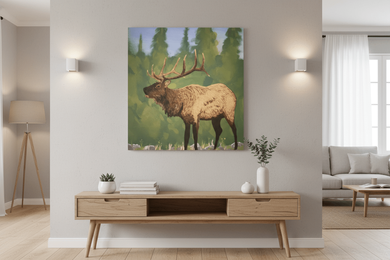 Elk Calling Canvas Wall Art Print - Art by Seepengoose: The Plug Clothing Company