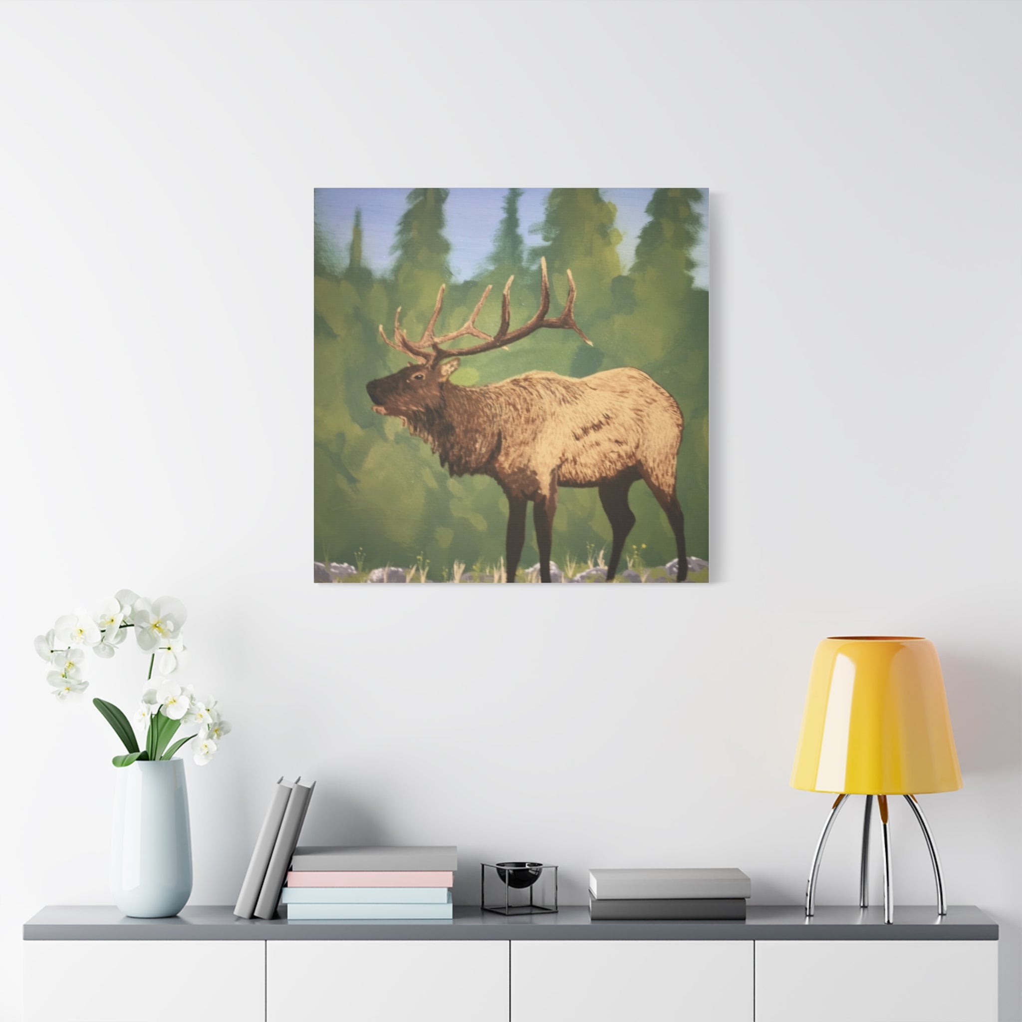 Elk Calling Canvas Wall Art Print - Art by Seepengoose: The Plug Clothing Company