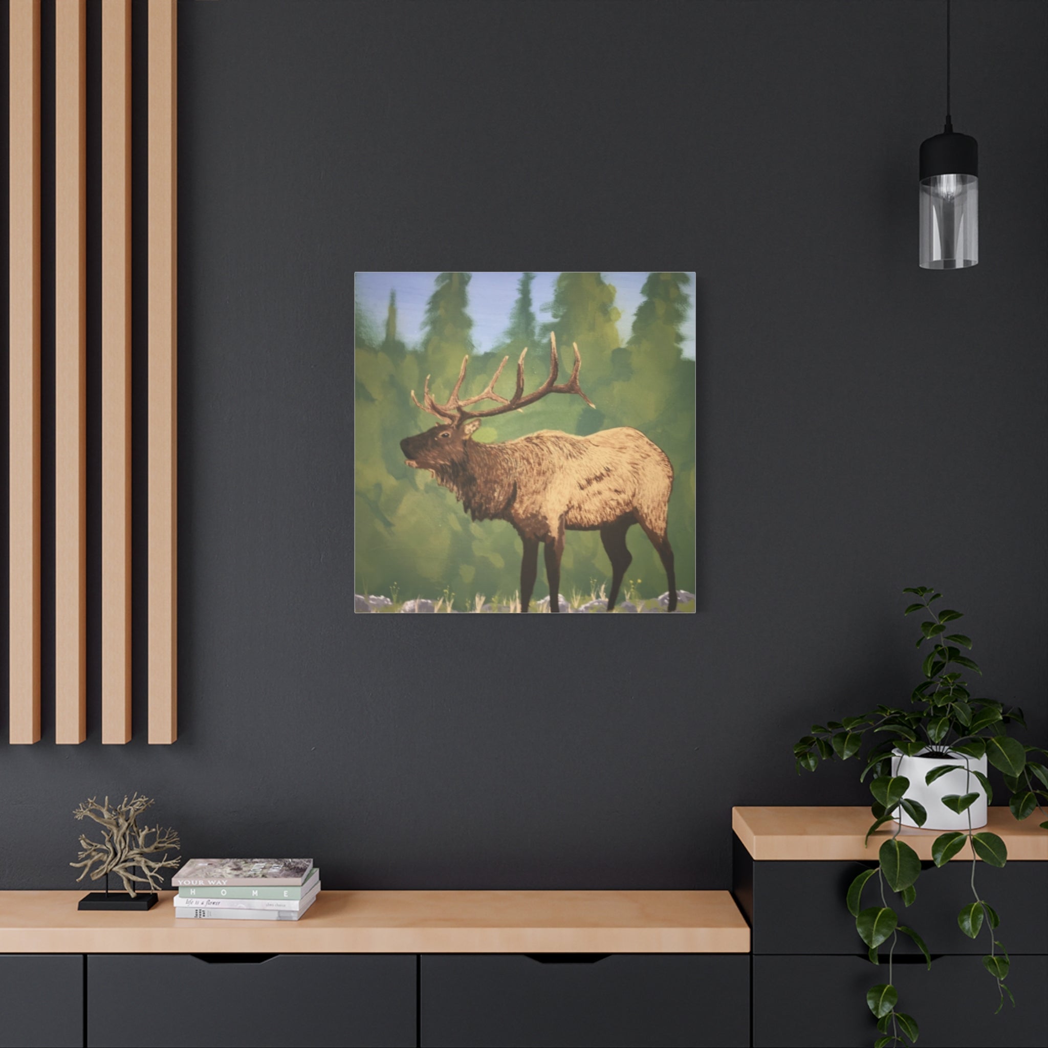 Elk Calling Canvas Wall Art Print - Art by Seepengoose: The Plug Clothing Company