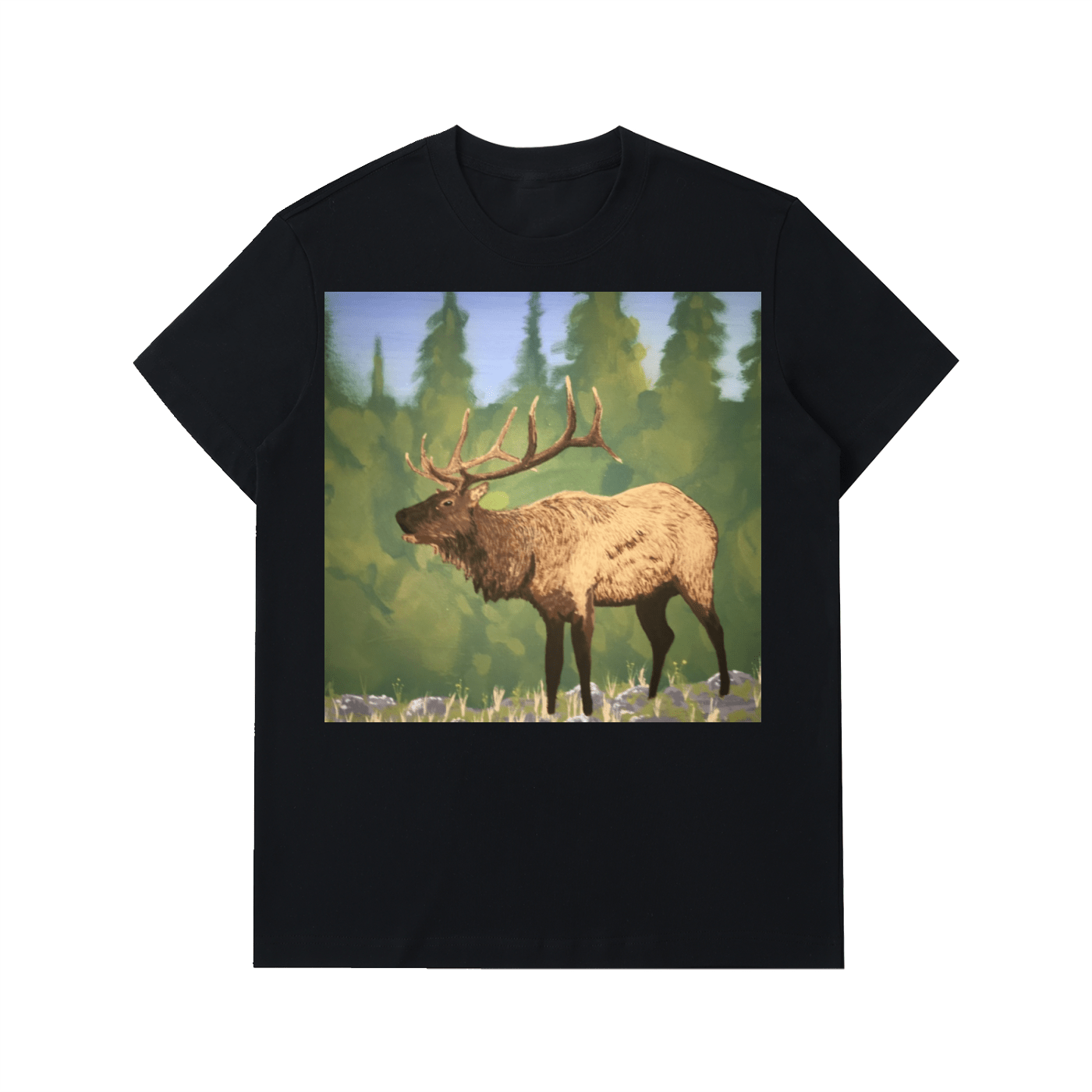 Elk Print Essential Heavyweight Cotton T-Shirt - Art by Seepengoose: The Plug Clothing Company