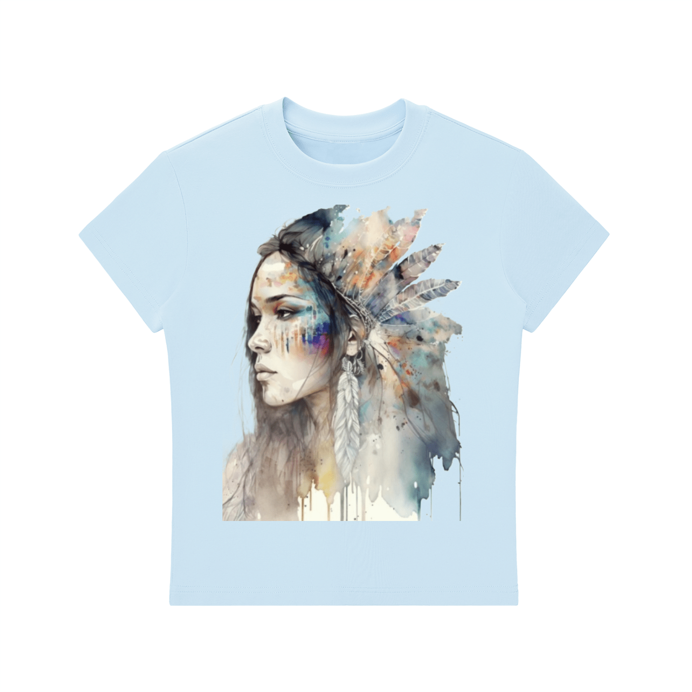 Essential Bodycon Watercolor Crewneck T-Shirt - Art by Seepengoose: The Plug Clothing Company