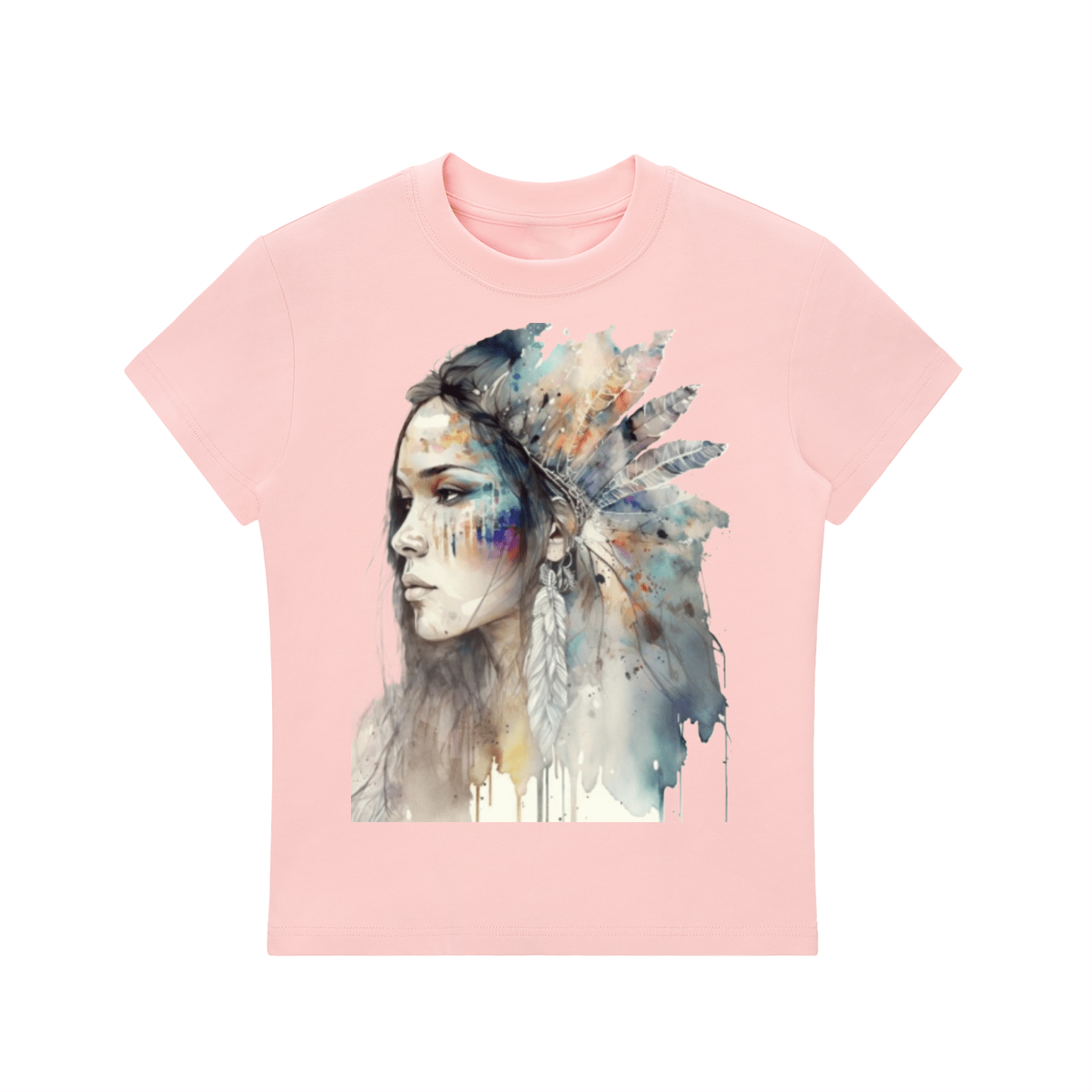 Essential Bodycon Watercolor Crewneck T-Shirt - Art by Seepengoose: The Plug Clothing Company