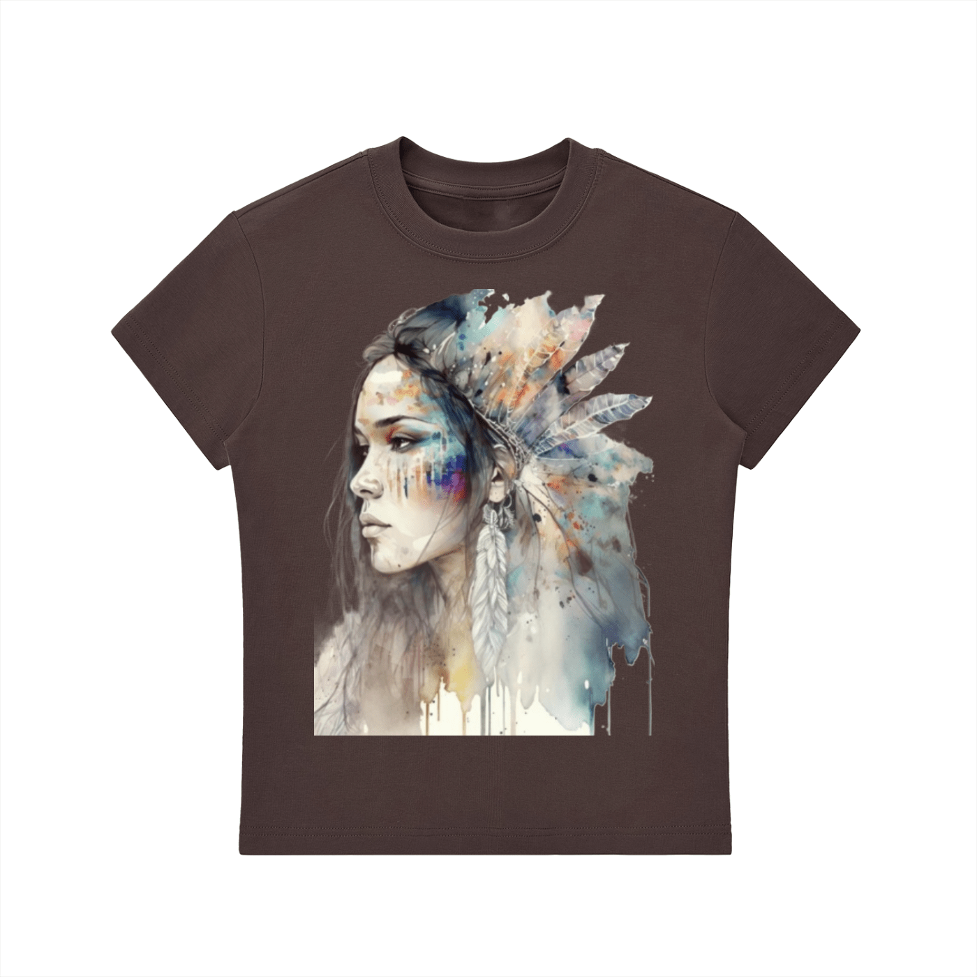 Essential Bodycon Watercolor Crewneck T-Shirt - Art by Seepengoose: The Plug Clothing Company