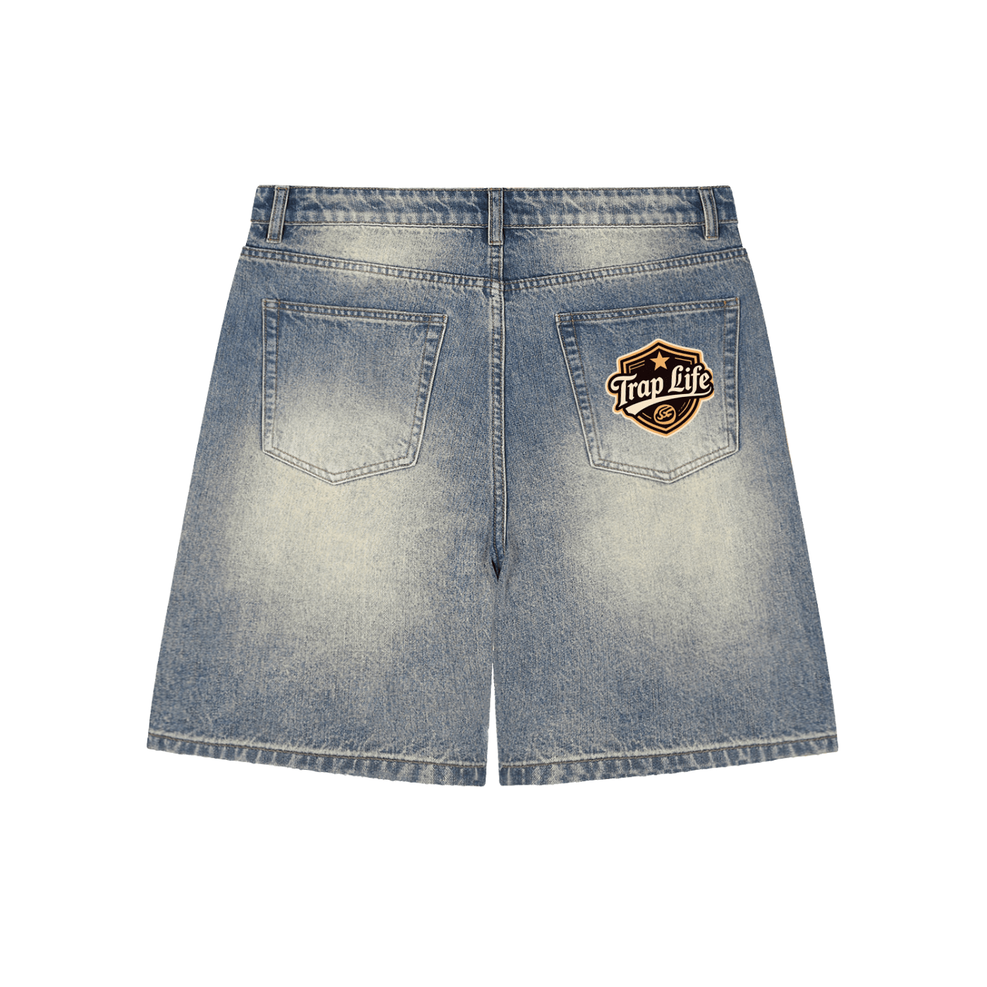 Faded Distressed Baggy Denim Shorts - Art by Seepengoose: The Plug Clothing Company