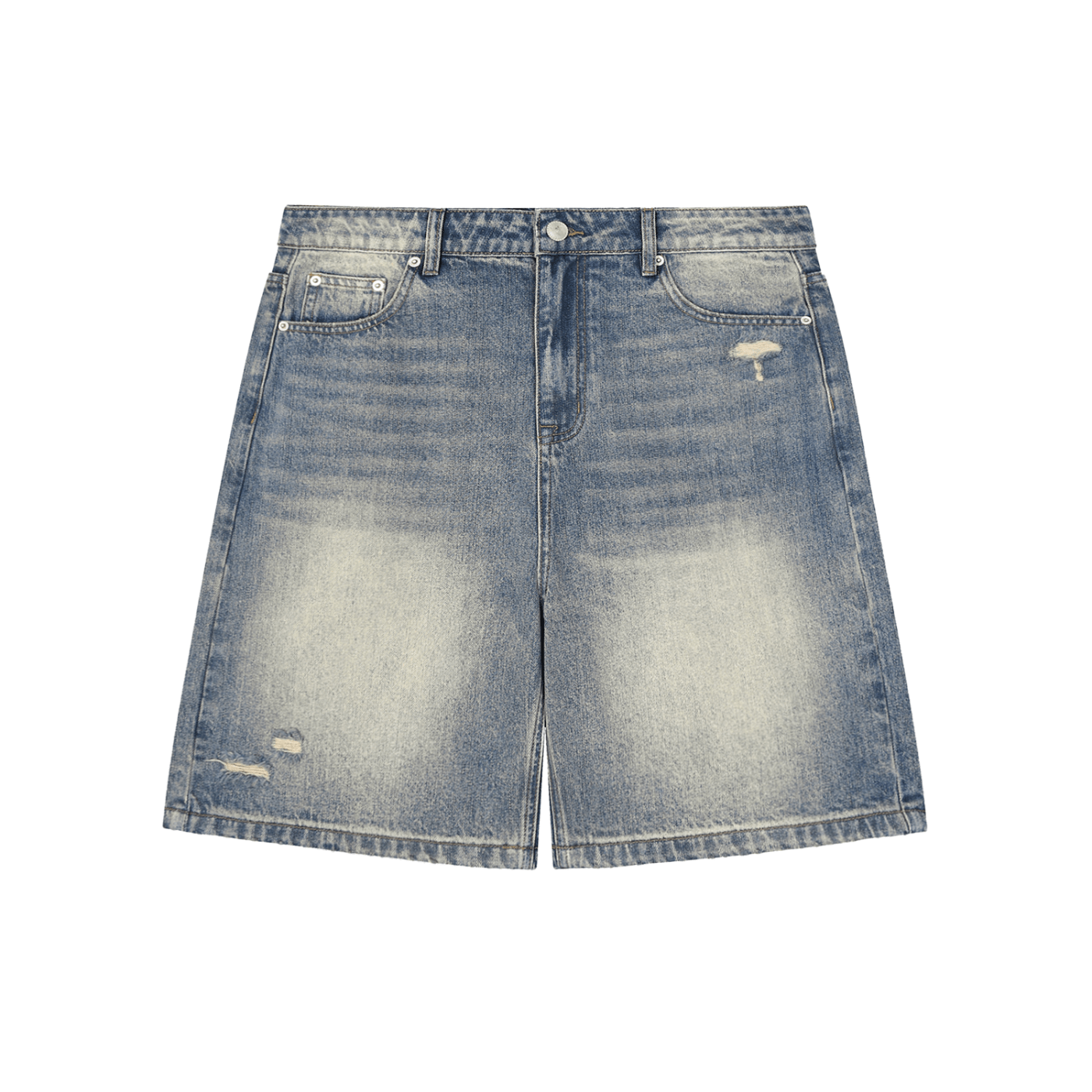 Faded Distressed Baggy Denim Shorts - Art by Seepengoose: The Plug Clothing Company