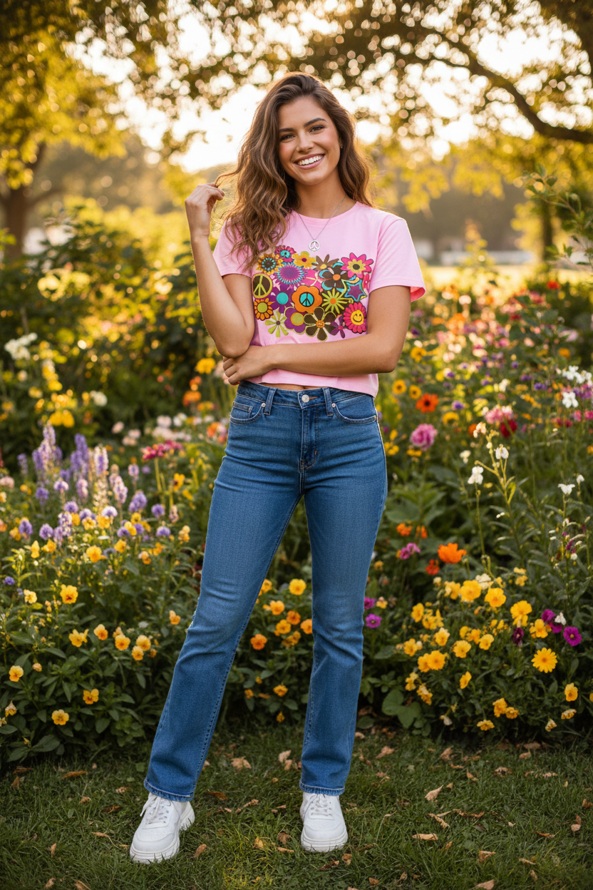 Flower Power: Women's Crewneck Crop T-Shirt - Art by Seepengoose: The Plug Clothing Company
