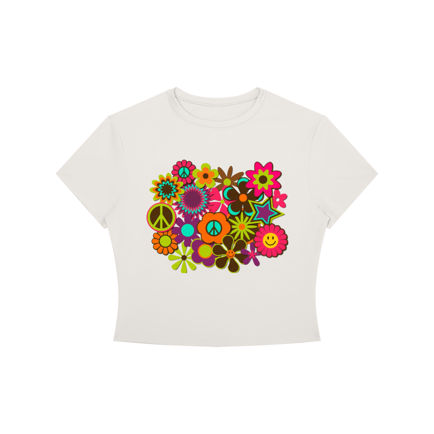 Flower Power: Women's Crewneck Crop T-Shirt - Art by Seepengoose: The Plug Clothing Company