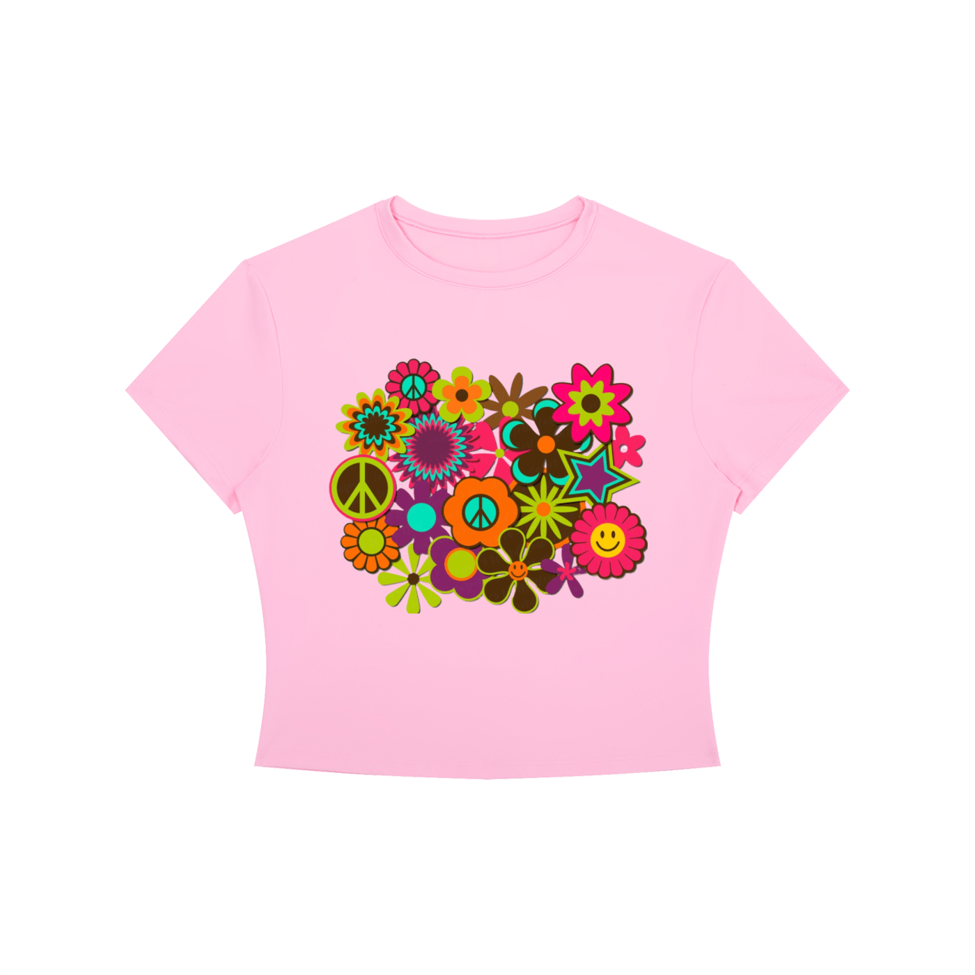 Flower Power: Women's Crewneck Crop T-Shirt - Art by Seepengoose: The Plug Clothing Company