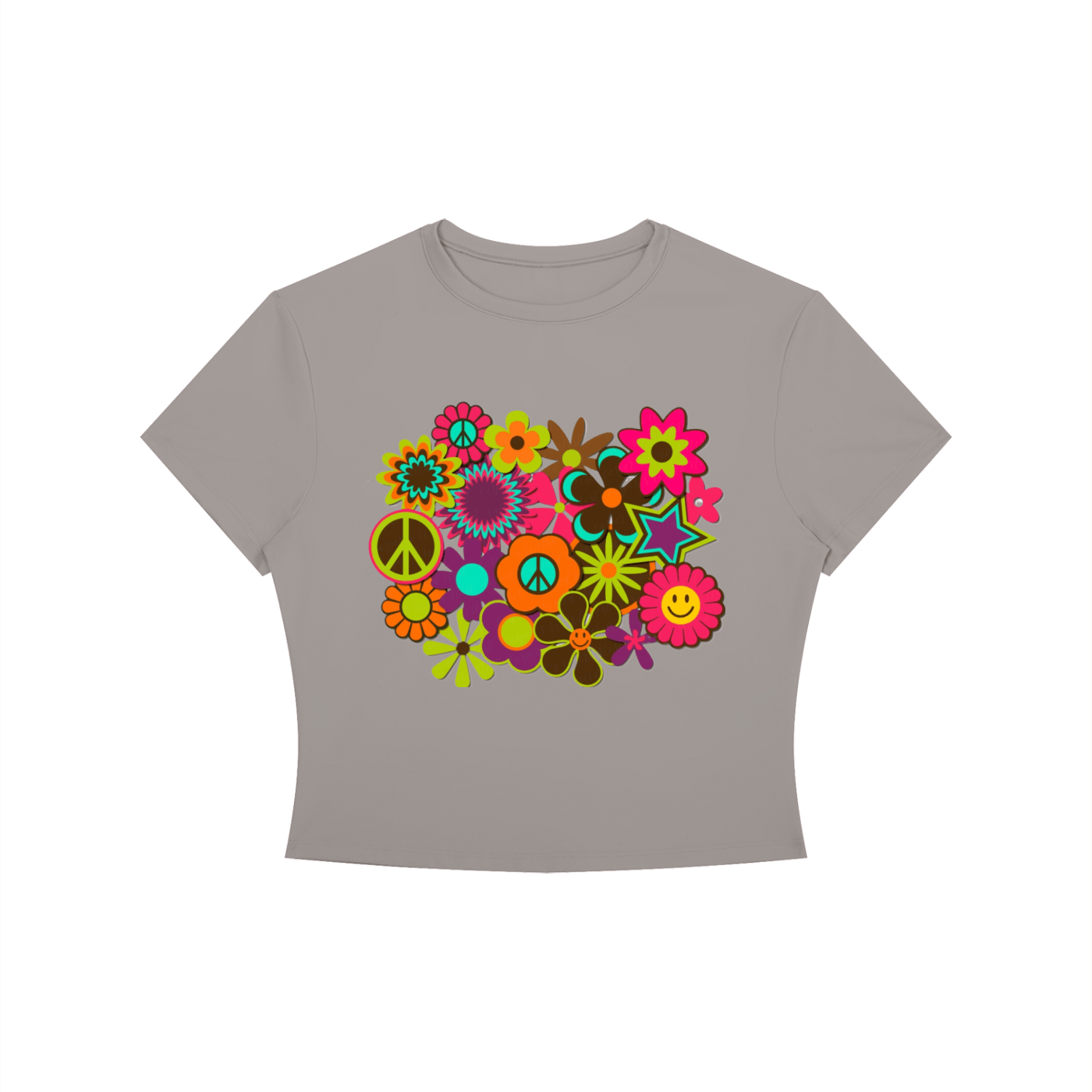 Flower Power: Women's Crewneck Crop T-Shirt - Art by Seepengoose: The Plug Clothing Company