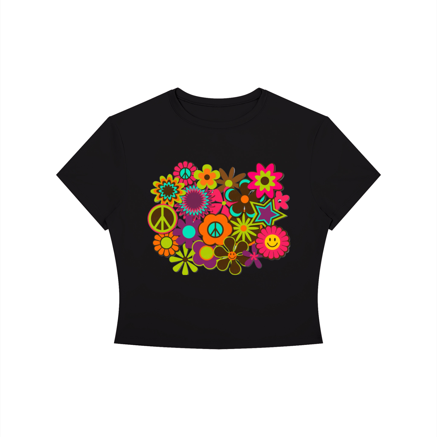 Flower Power: Women's Crewneck Crop T-Shirt - Art by Seepengoose: The Plug Clothing Company
