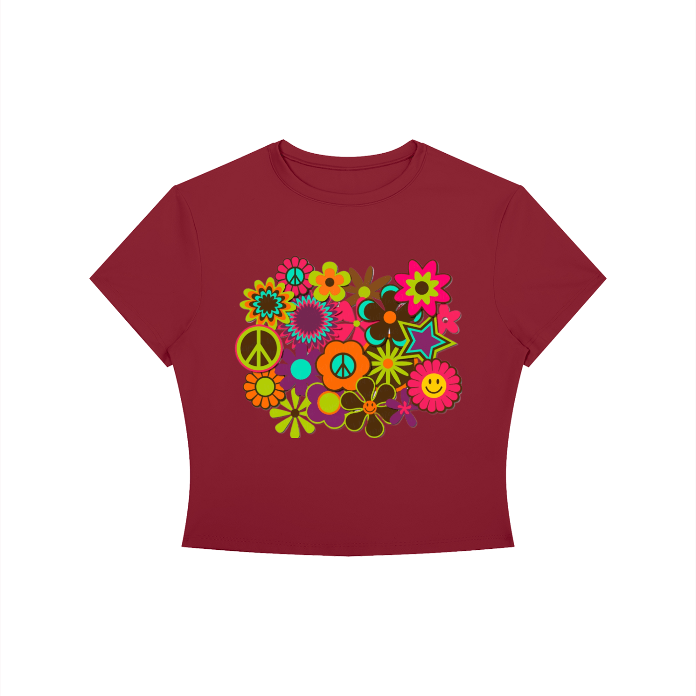 Flower Power: Women's Crewneck Crop T-Shirt - Art by Seepengoose: The Plug Clothing Company
