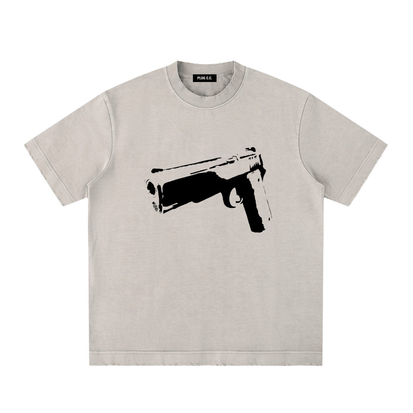 Heavy Vintage Handgun Print T-shirt - Art by Seepengoose: The Plug Clothing Company