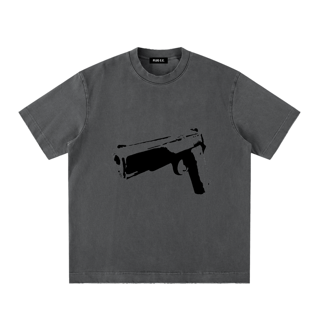 Heavy Vintage Handgun Print T-shirt - Art by Seepengoose: The Plug Clothing Company