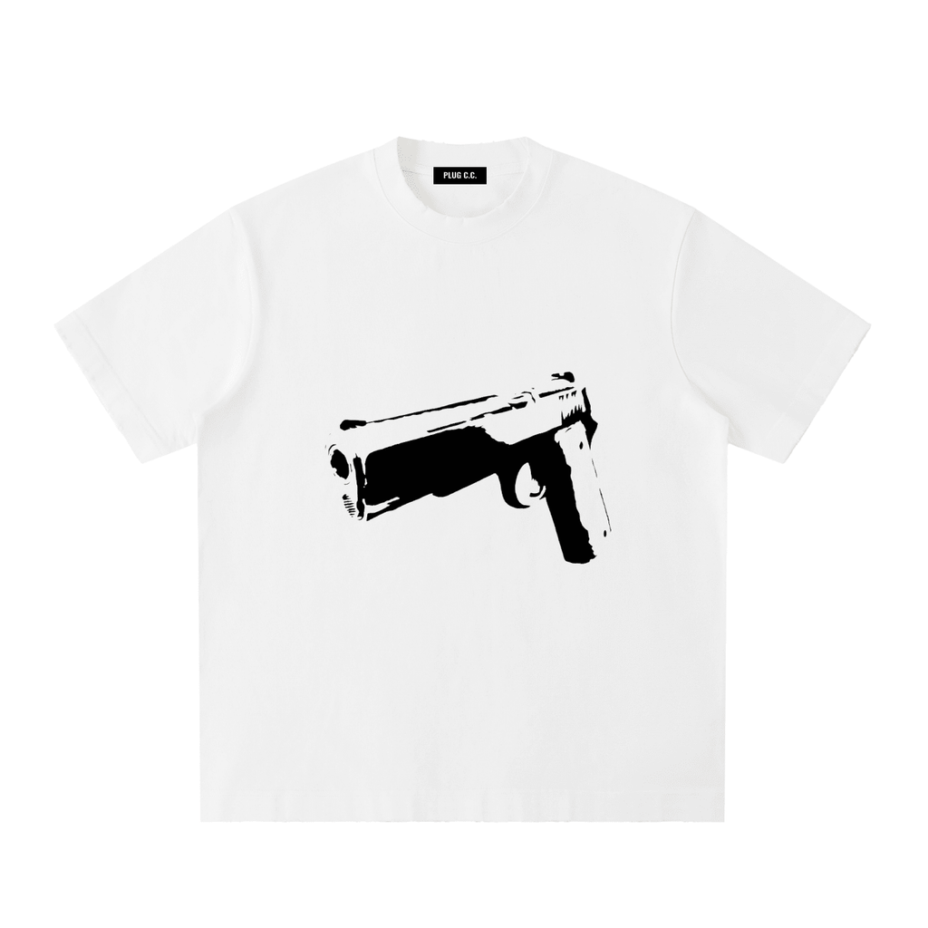 Heavy Vintage Handgun Print T-shirt - Art by Seepengoose: The Plug Clothing Company