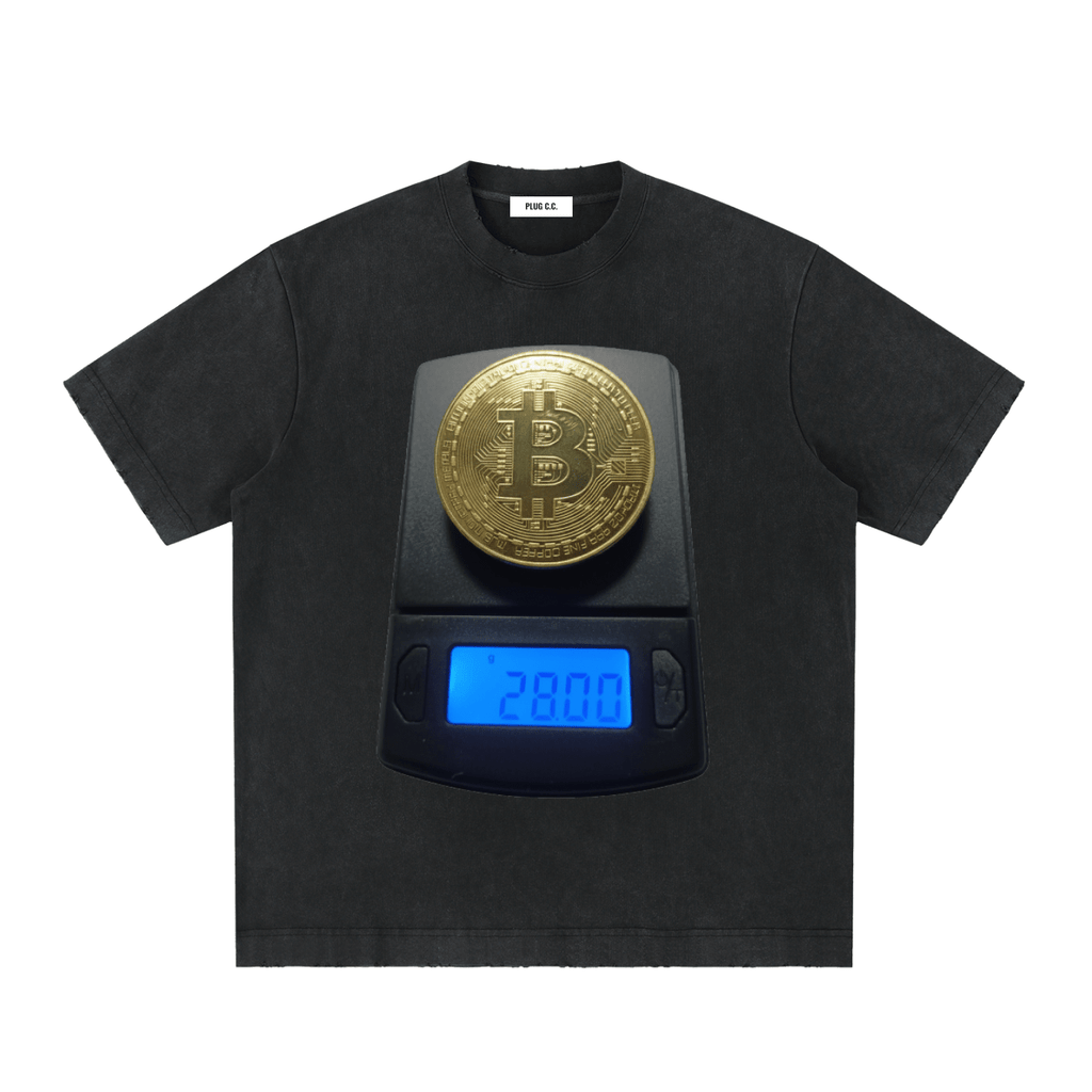 Heavyweight Vintage Bitcoin & Bench T-Shirt - Art by Seepengoose: The Plug Clothing Company
