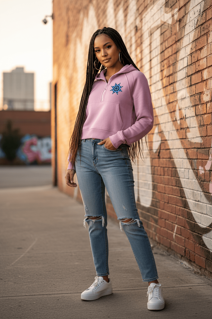 Hummingbird Half-Zip Hoodie - Art by Seepengoose: The Plug Clothing Company