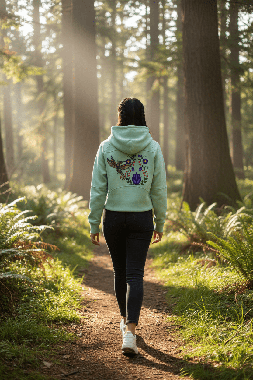 Hummingbird Half-Zip Hoodie - Art by Seepengoose: The Plug Clothing Company