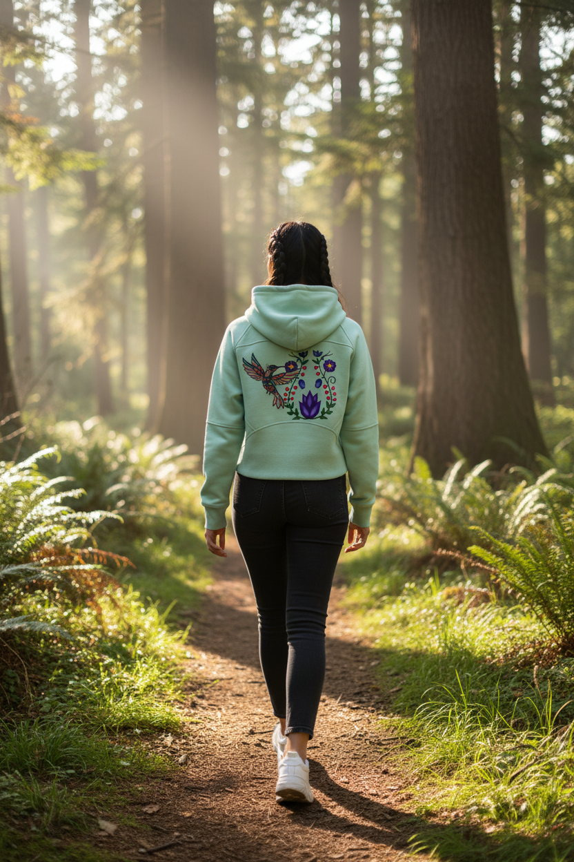 Hummingbird Hoodie Mint - Back Lifestyle