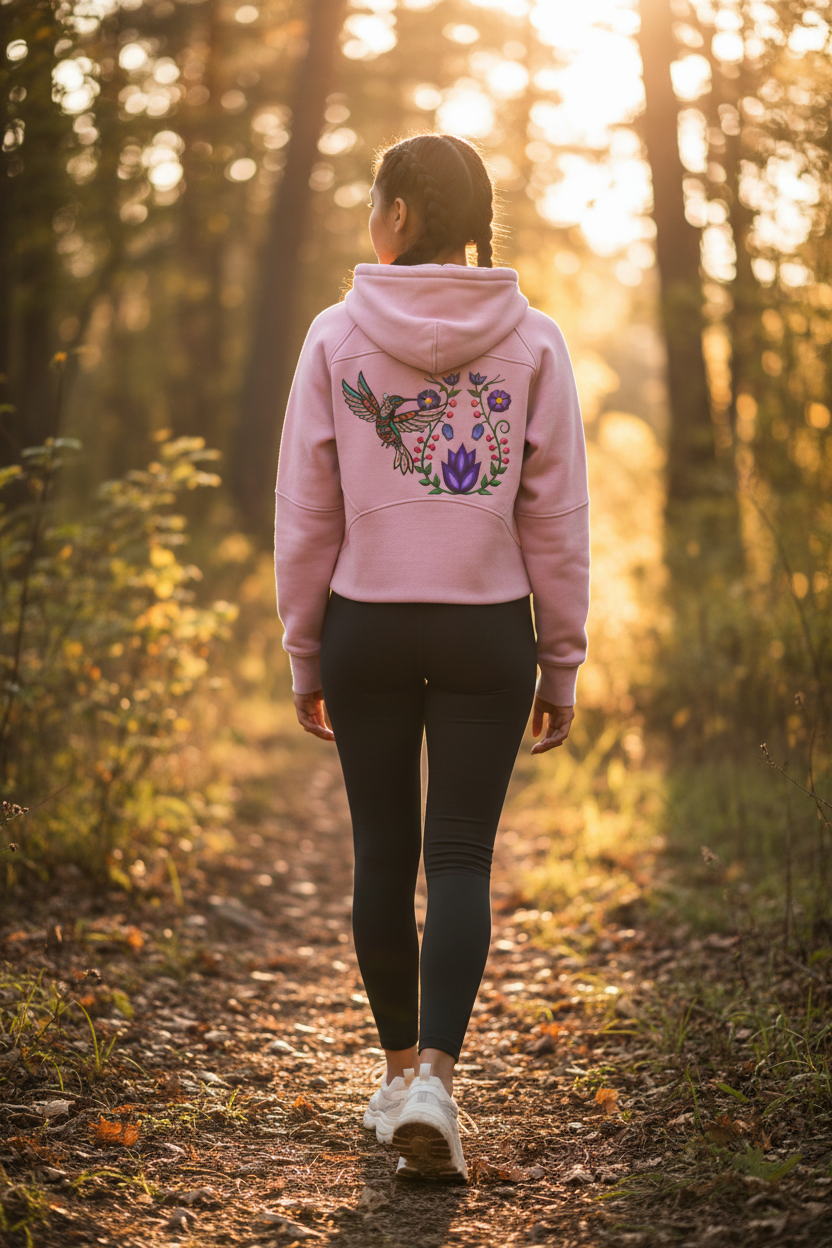 Hummingbird Hoodie Pink - Back Lifestyle