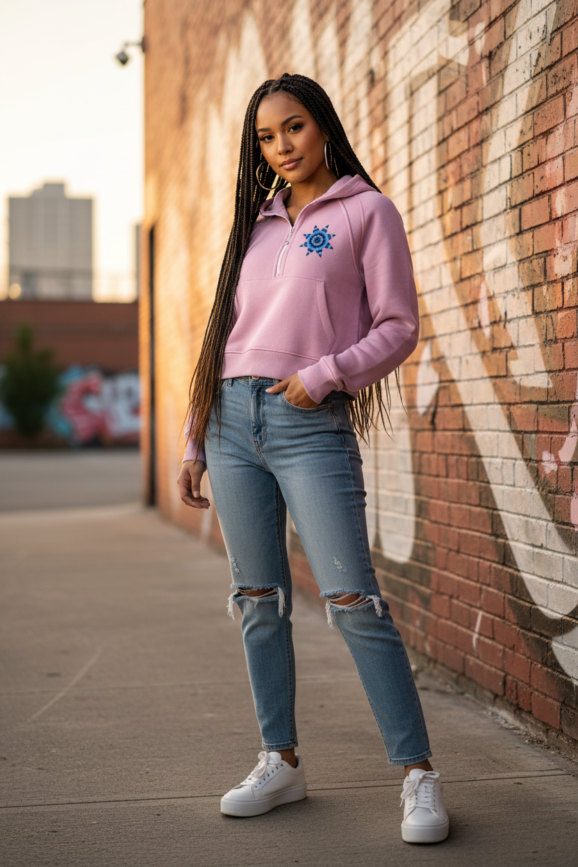 Hummingbird Hoodie Pink - Front Lifestyle