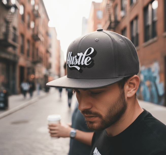 Hustle Snapback Hat — Embroidered Streetwear Hustle Cap - Art by Seepengoose: The Plug Clothing Company