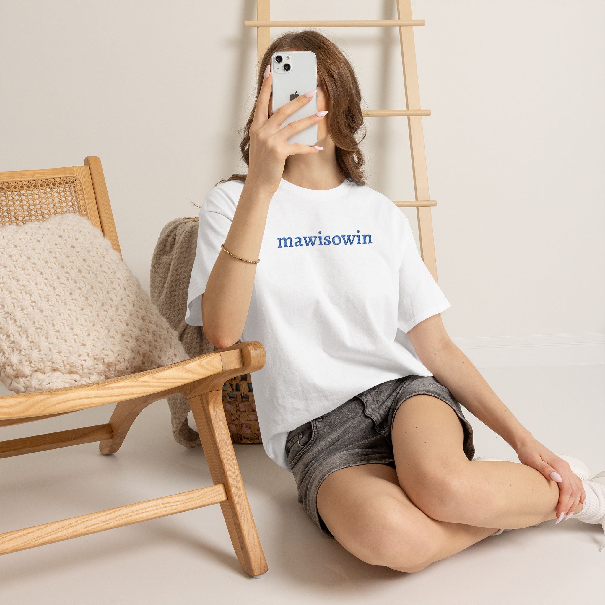 Mawisowin Embroidered Cree Word — Simple Indigenous Phrase - Art by Seepengoose: The Plug Clothing Company