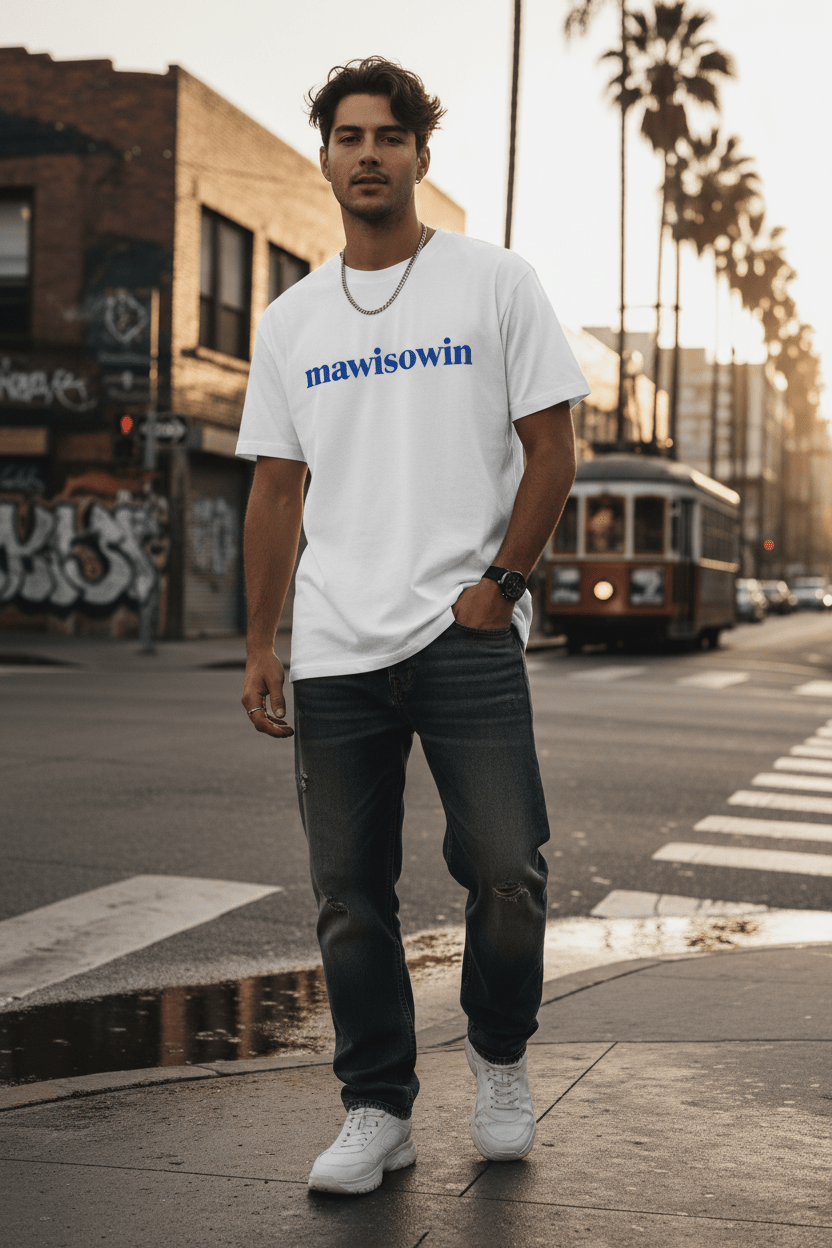 Mawisowin Embroidered Cree Word — Simple Indigenous Phrase - Art by Seepengoose: The Plug Clothing Company