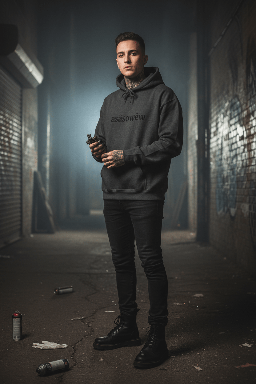 Minimalist "asâsowêw" Hoodie - Art by Seepengoose: The Plug Clothing Company
