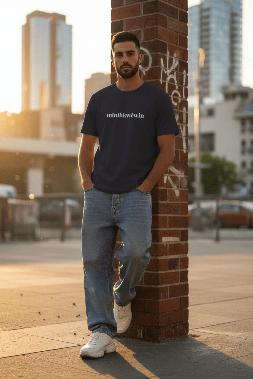 Minimalist "minihkwêwin" Tee — Short Sleeve T-Shirt - Art by Seepengoose: The Plug Clothing Company