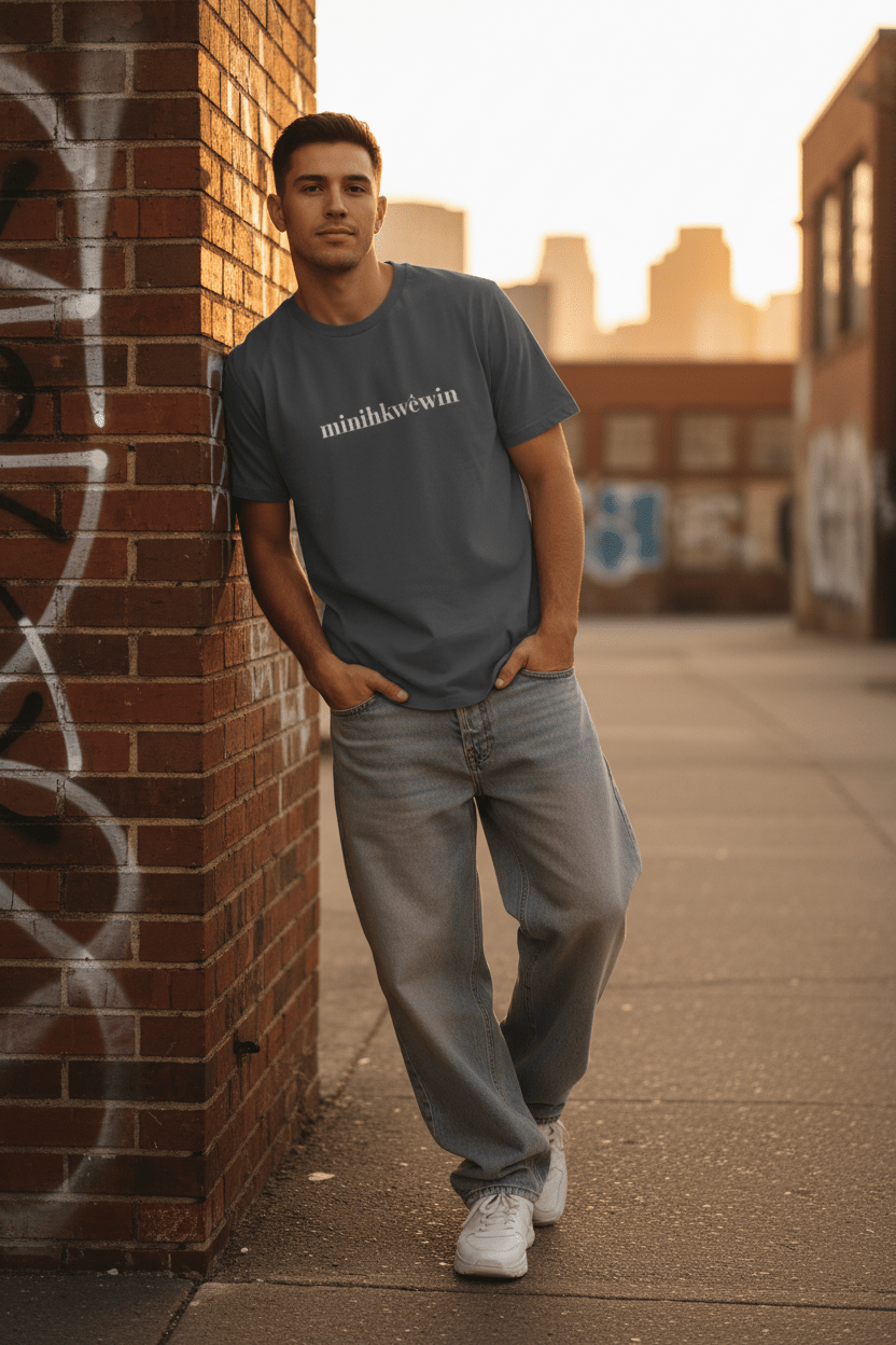 Minimalist "minihkwêwin" Tee — Short Sleeve T-Shirt - Art by Seepengoose: The Plug Clothing Company