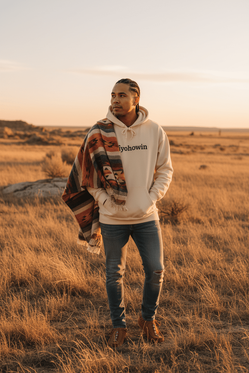 "mîyohowin" Minimalist White Hoodie - Art by Seepengoose: The Plug Clothing Company