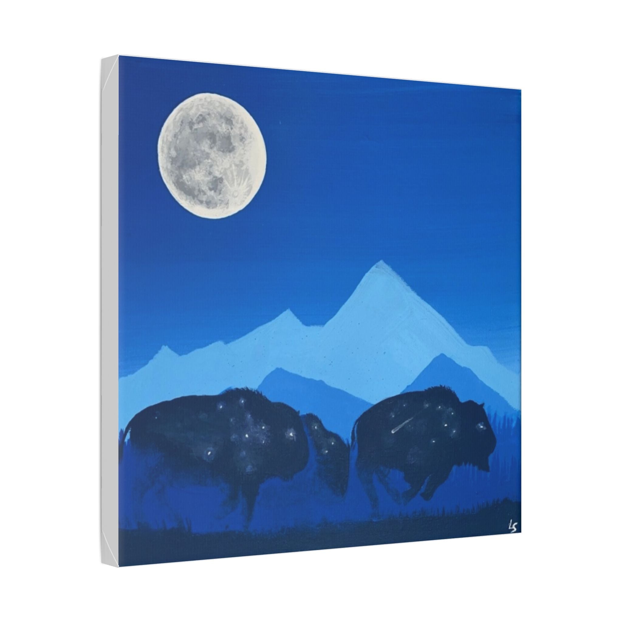 Moonlight Bison Canvas — Blue Mountain Wildlife Wall Art - Art by Seepengoose: The Plug Clothing Company