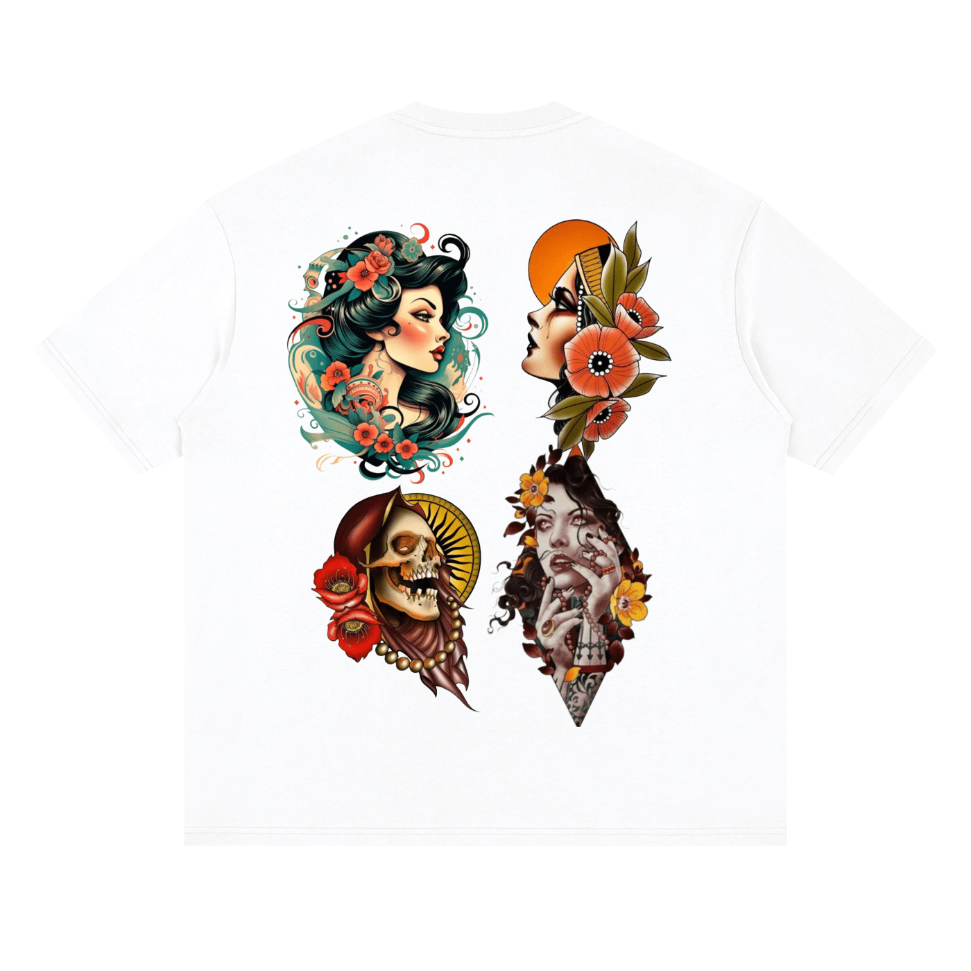 Neo Traditional Tattoo: Plug C.C. Streetwear Loose Drop Shoulder T-Shirt - Art by Seepengoose: The Plug Clothing Company