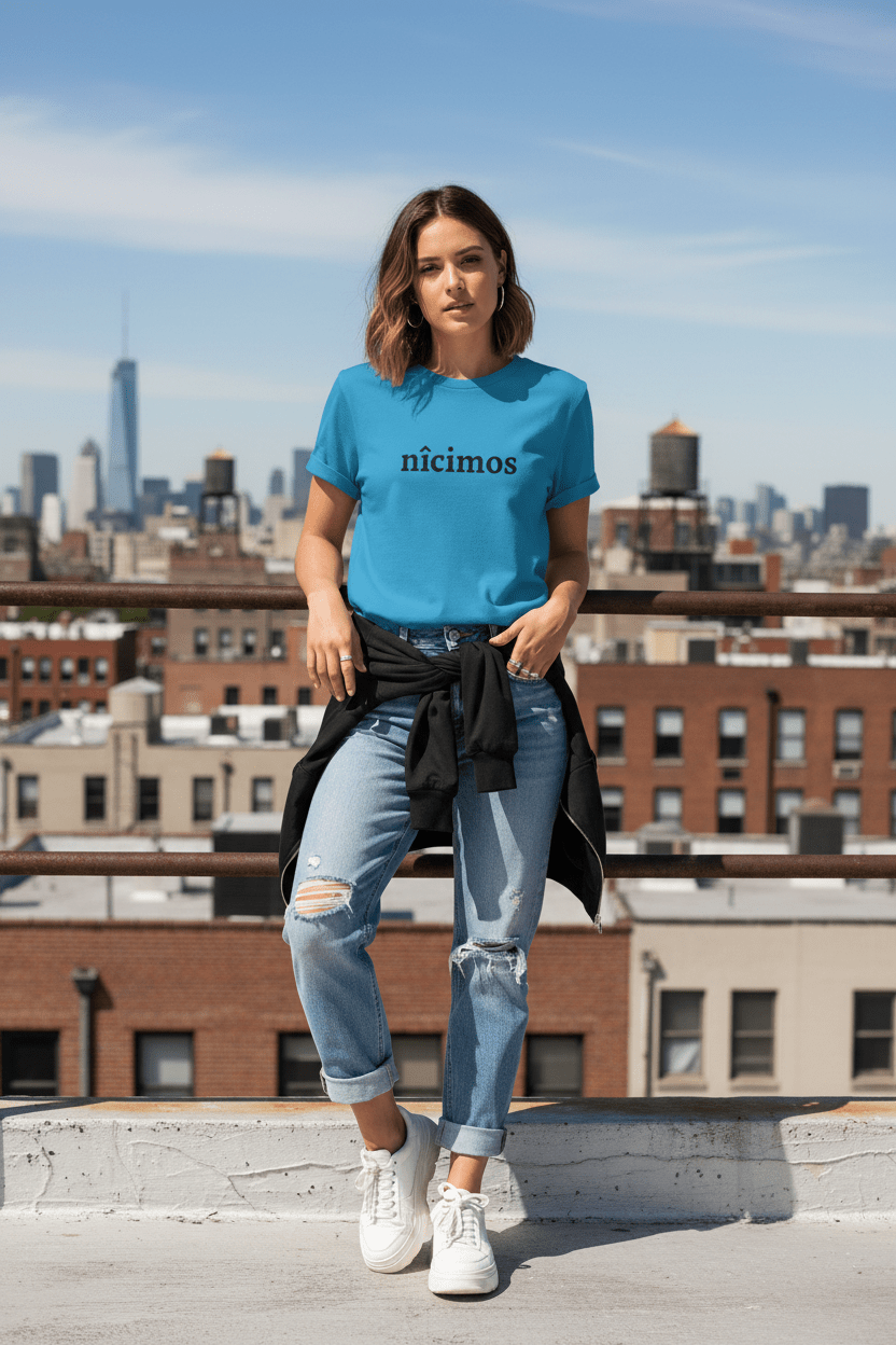 Nicimos Minimalist Graphic Tee — Gothic Script White T‑Shirt - Art by Seepengoose: The Plug Clothing Company
