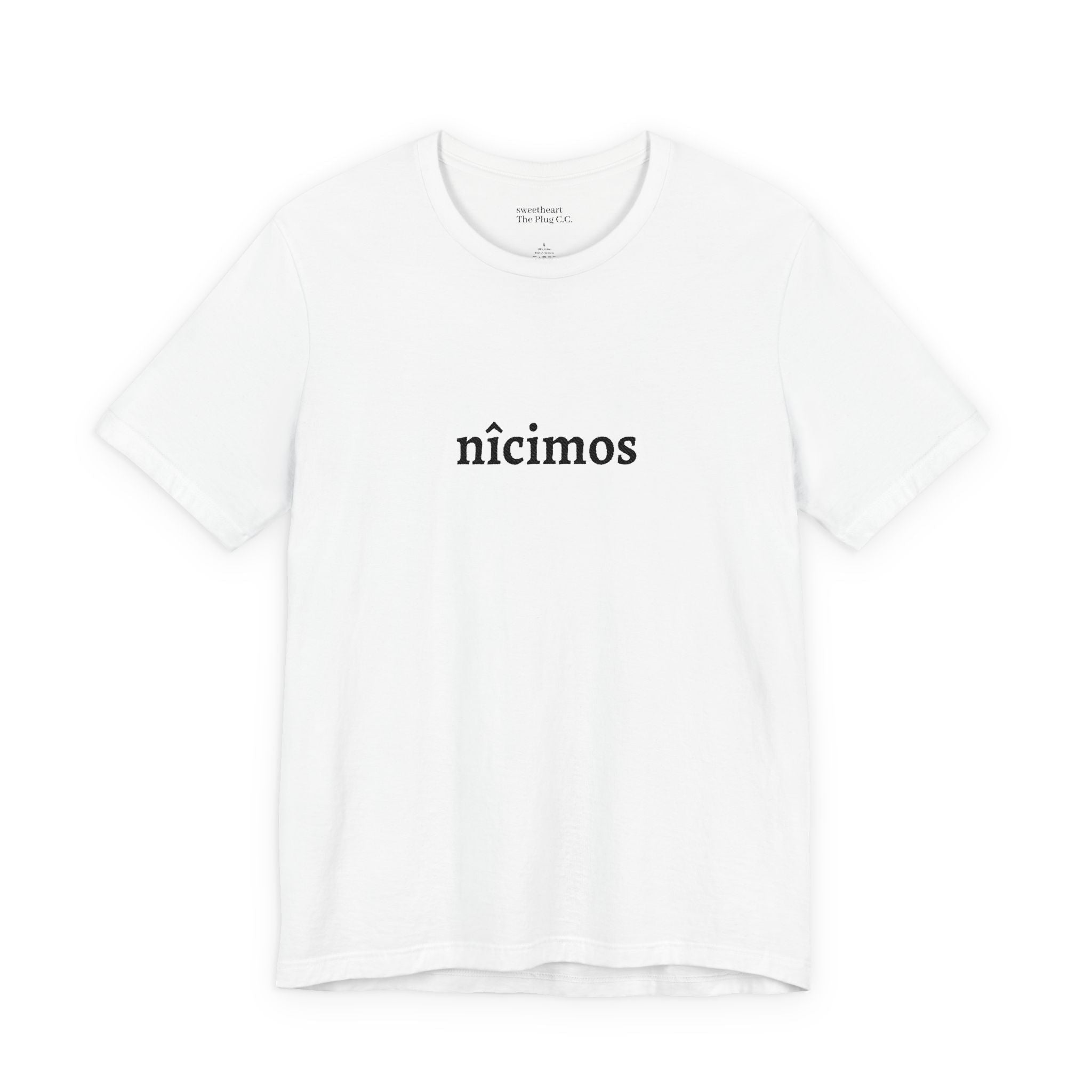 Nicimos Minimalist Graphic Tee — Gothic Script White T‑Shirt - Art by Seepengoose: The Plug Clothing Company