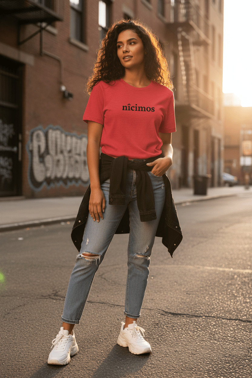 Nicimos Minimalist Graphic Tee — Gothic Script White T‑Shirt - Art by Seepengoose: The Plug Clothing Company