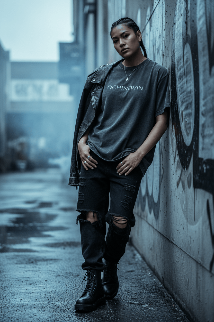 OCHINÉWIN Minimalist Graphic Tee — Indigenous Pride Boxy Men’s T-Shirt - Art by Seepengoose: The Plug Clothing Company