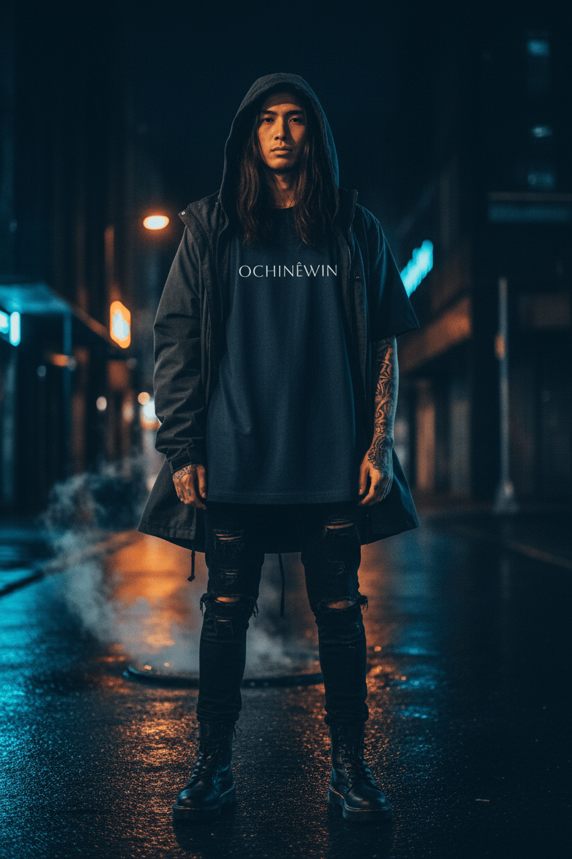 OCHINÉWIN Minimalist Graphic Tee — Indigenous Pride Boxy Men’s T-Shirt - Art by Seepengoose: The Plug Clothing Company
